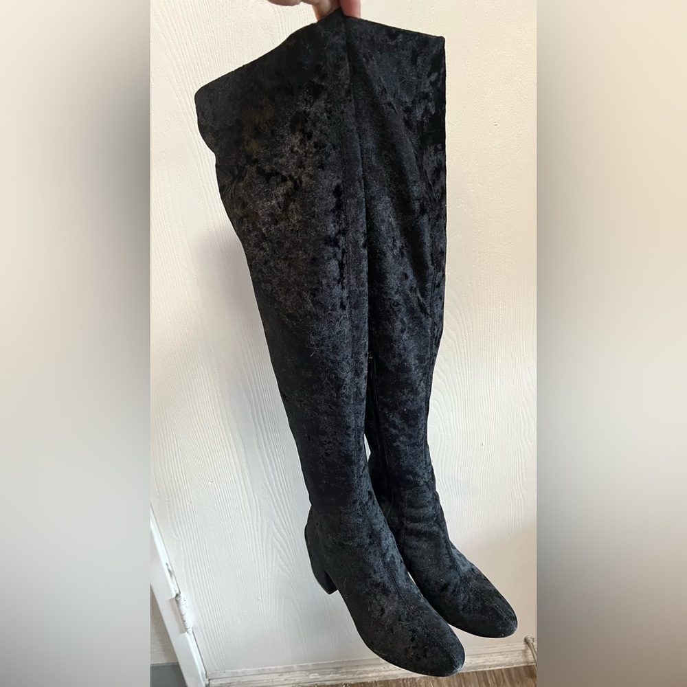 Black Over-The-Knee Boots w/ Chunky Heel, Sz 8